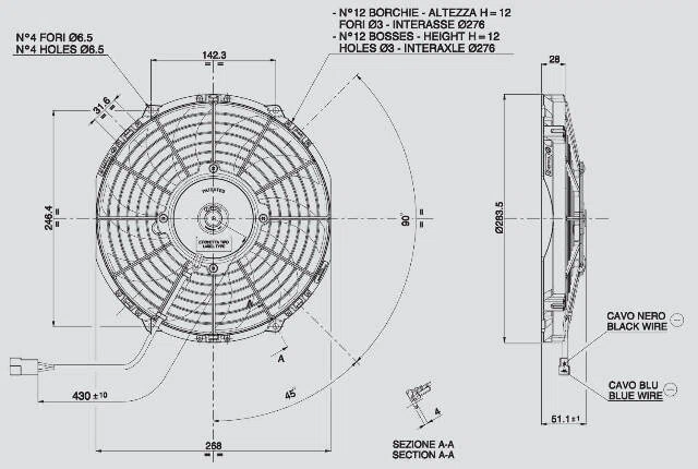 Spal 30100435 Puller Fan 10In Low Profile Curved Blade - 802cfm